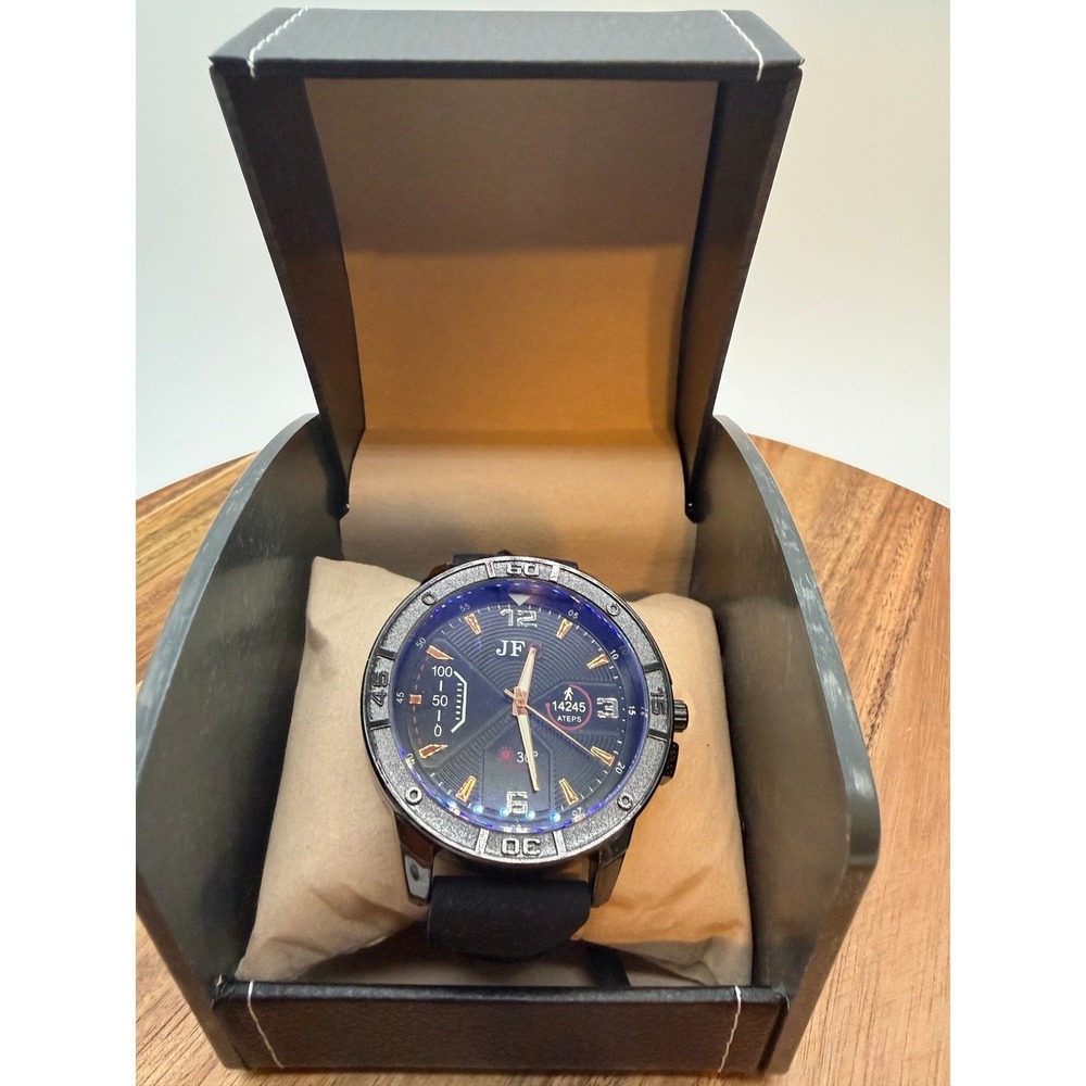 JFC 6310 Men Sport Watch Black Silicone Strap Water Resistant Rose Gold 0459